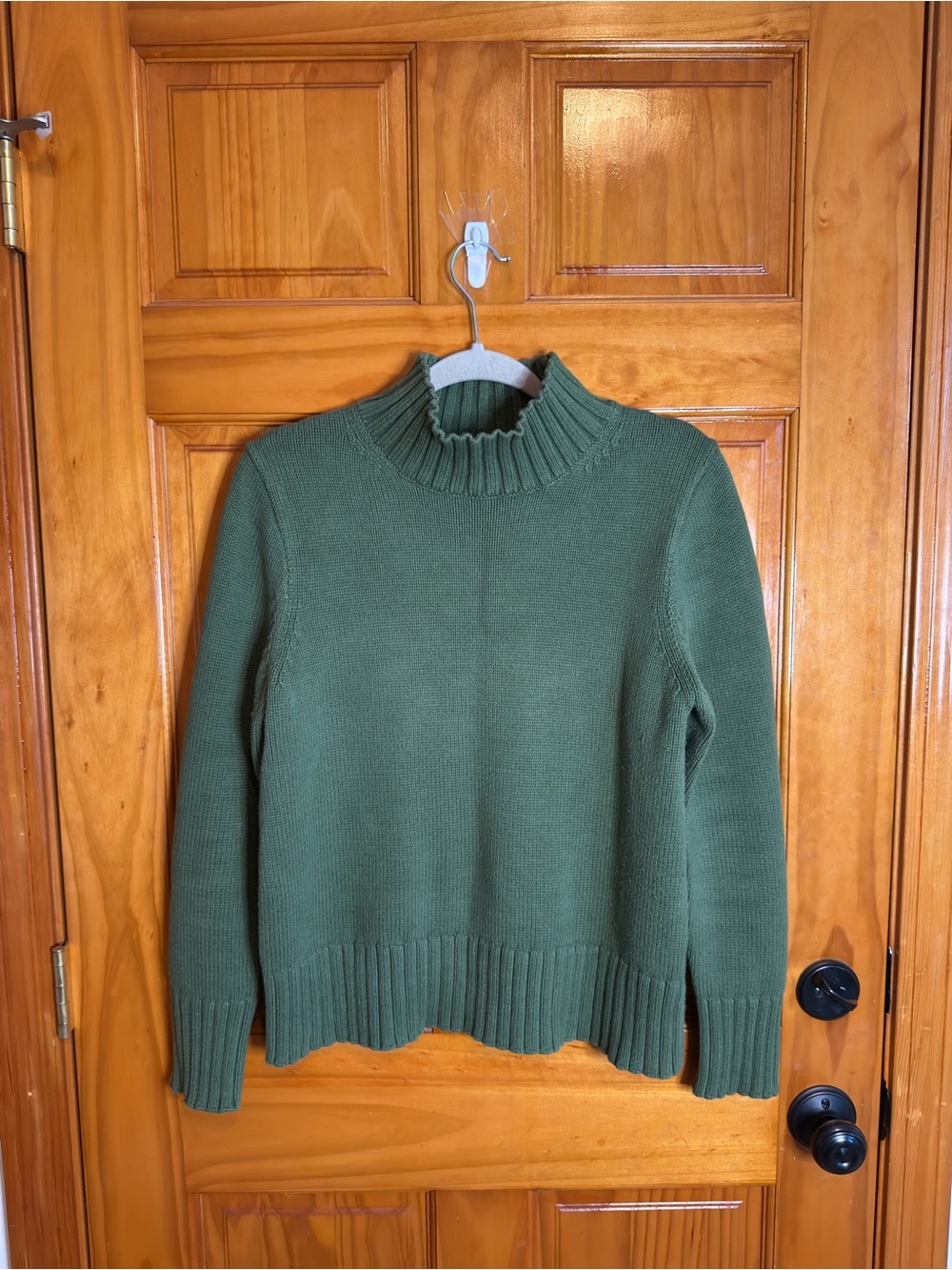 J. Crew 100% Cotton Ribbed Turtleneck Sweater size Medium Spring Green - Picture 3 of 7